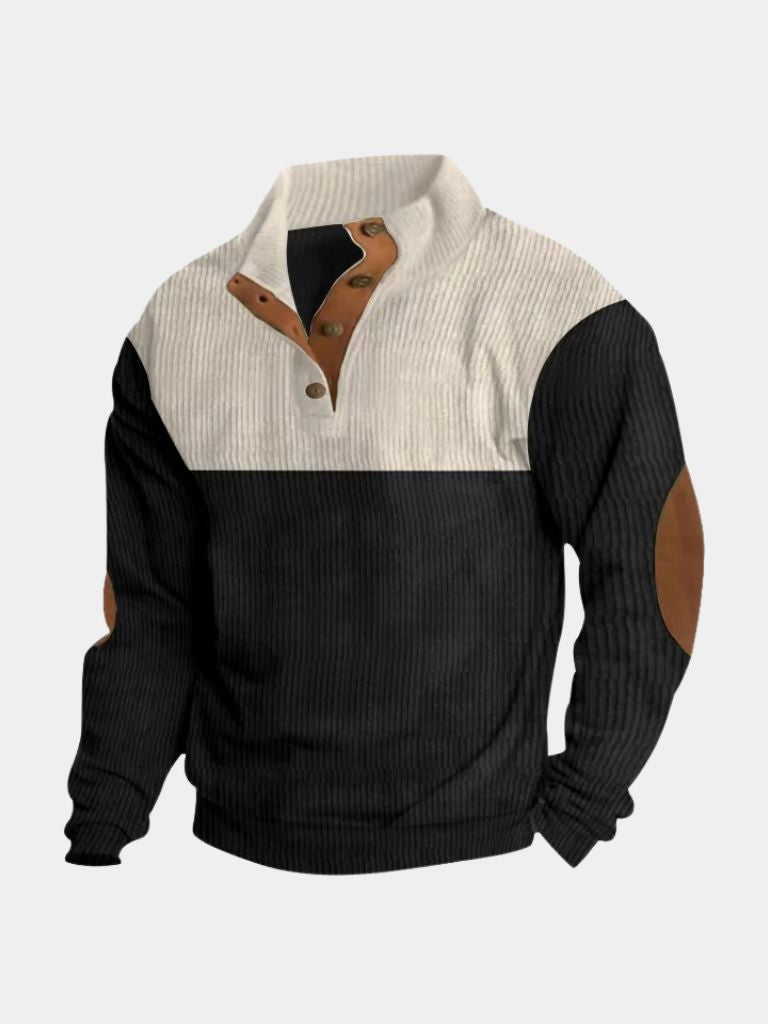 High Collar Corduroy Retro Pullover — North Row | Back View