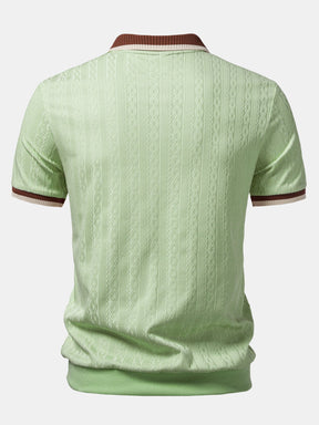 Contrast Trim Textured Zipper Knit Polo — North Row | Flat Lay