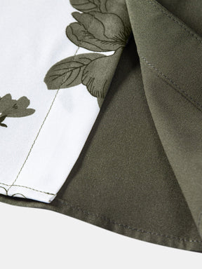Floral Patchwork Print Button Up Shirt — North Row | Collar Detail