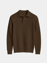 Elegant Open Collar Long Sleeve Polo — North Row | Collar Detail