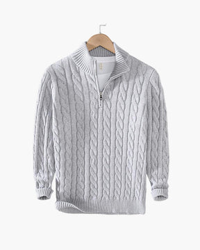 Cable Zipped Cable Sweater — North Row | Back View