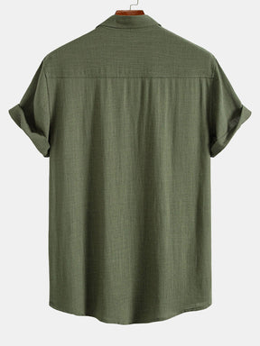 Linen Rayon Blend Pocket Utility Shirt & Straight Leg Linen Pants — North Row | Worn Look