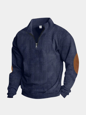 High Collar Quarter Zip Corduroy Pullover — North Row | Back View