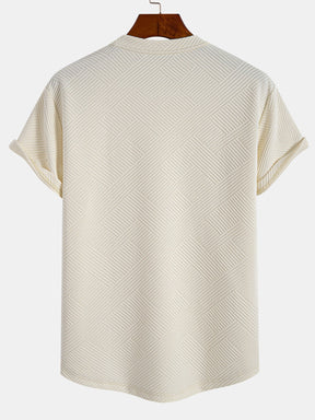 Short Sleeve Stripe Jacquard Arc Hem T-Shirt — North Row | Flat Lay