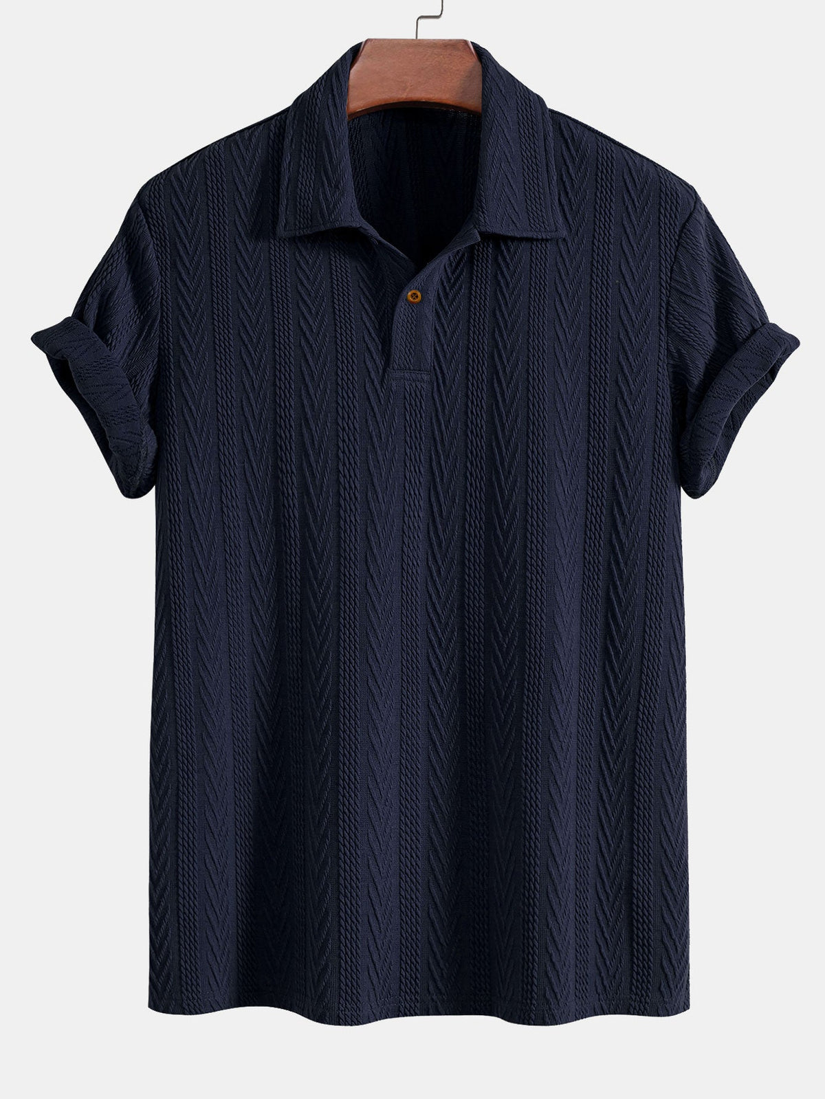 Short Sleeve Jacquard Polo — North Row | Front View