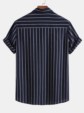 Cotton Blend Striped Button Up Shirt — North Row | Lifestyle