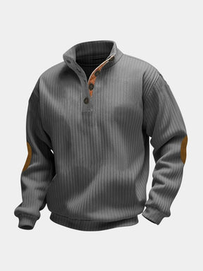Refined High Collar Henley Sweater — North Row | Detail View