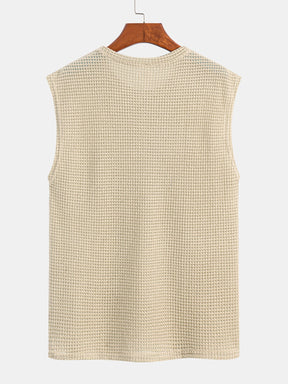 Waffle Knit Wide Strap Sleeveless T-Shirt — North Row | Flat Lay