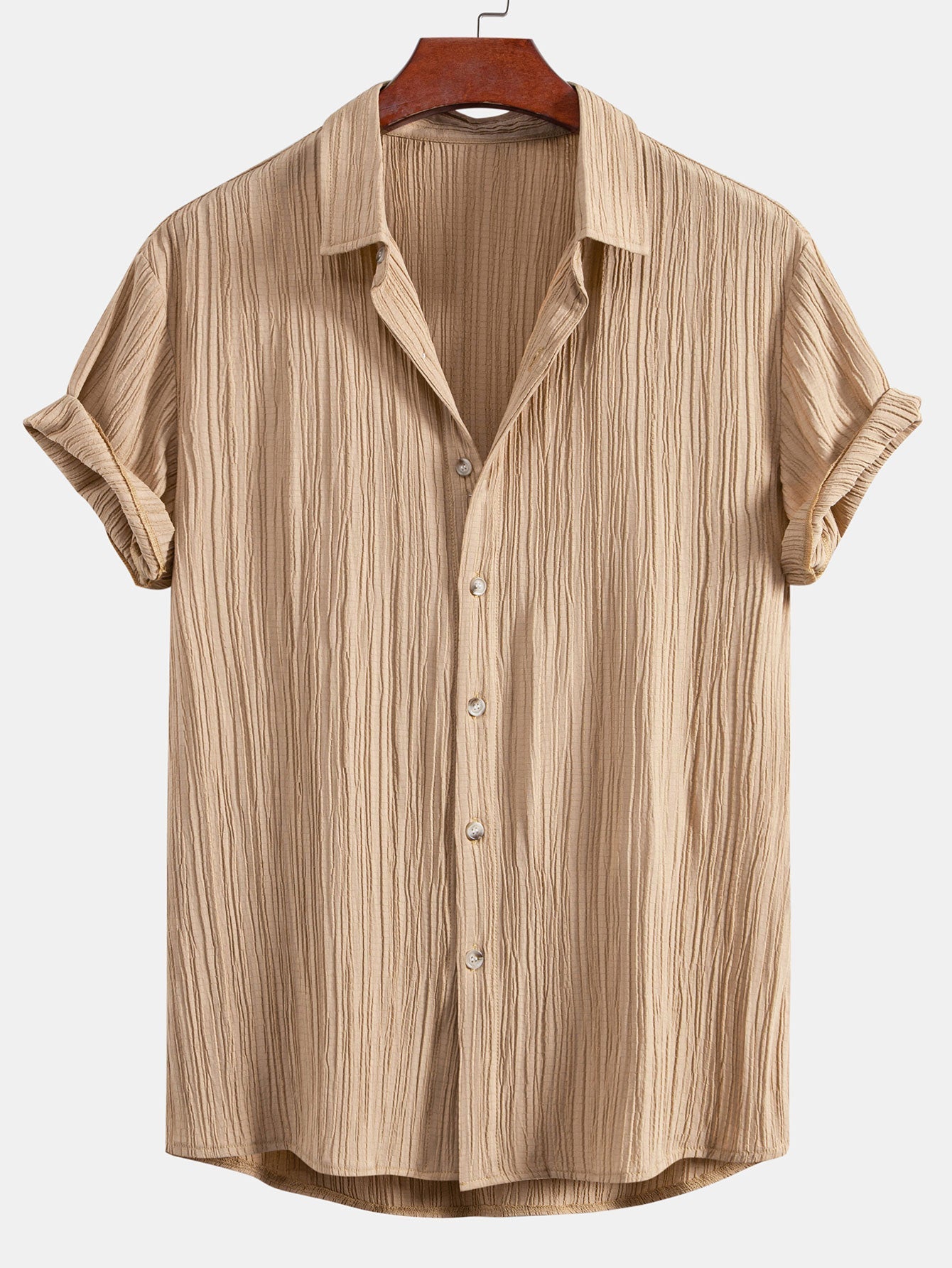 Crinkled Textured Button Up Shirt & Crinkled Textured Drawstring Shorts — North Row | Worn Look