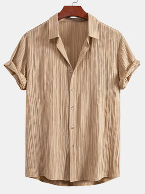 Crinkled Textured Button Up Shirt & Crinkled Textured Drawstring Shorts — North Row | Worn Look