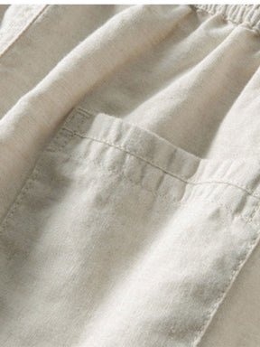Geometric Jacquard Eyelet Cuban Shirt & Straight Leg Linen Pants — North Row | View 21