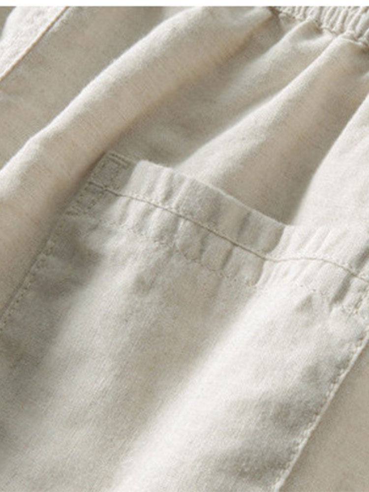 Geometric Jacquard Eyelet Cuban Shirt & Straight Leg Linen Pants — North Row | View 21