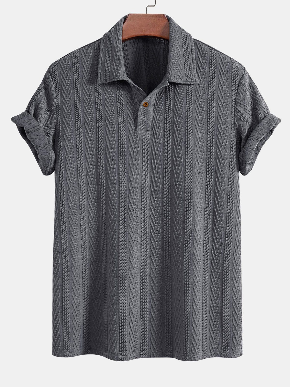 Short Sleeve Jacquard Polo — North Row | Detail View