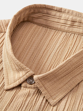 Crinkled Textured Button Up Shirt & Crinkle Textured Straight Leg Pants — North Row | View 19