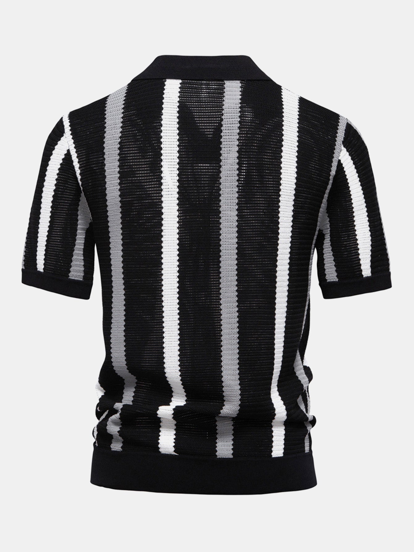 Stripe Knit V Neck Polo Shirt & Straight Leg Linen Pants — North Row | View 14