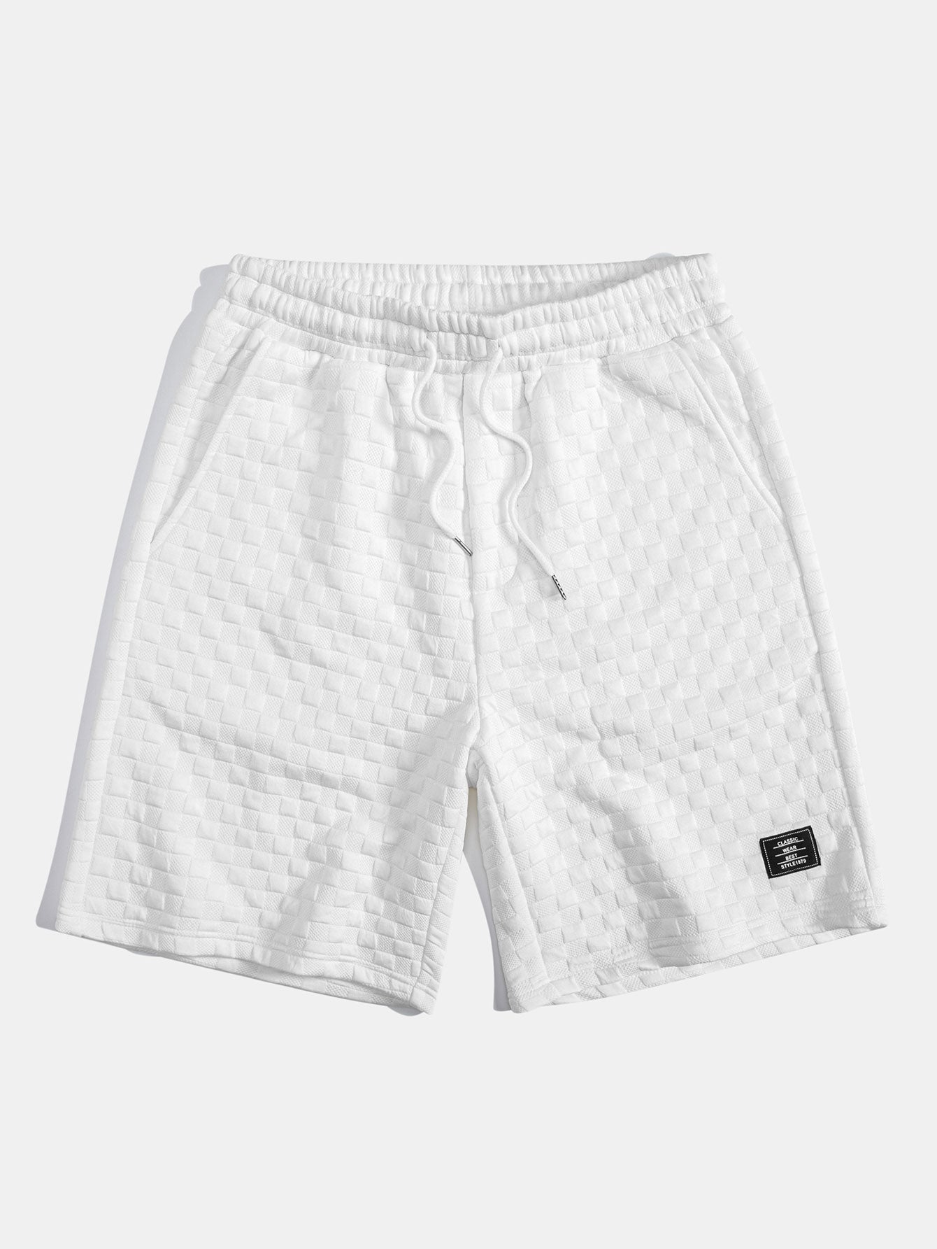 Checkerboard Jacquard  Arc Hem Hooded T-Shirt & Shorts — North Row | Collar Detail