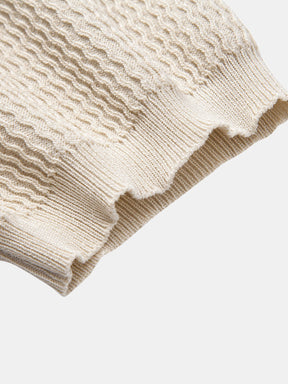 Wave Jacquard Knit V Neck Polo Shirt & Slim Fit Tapered Trousers — North Row | View 19