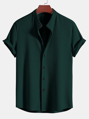 Muscle Fit Ribbed Stand Collar Shirt — North Row | Detail View