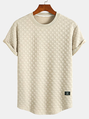 Checkerboard Jacquard  Arc Hem T-Shirt — North Row | Flat Lay