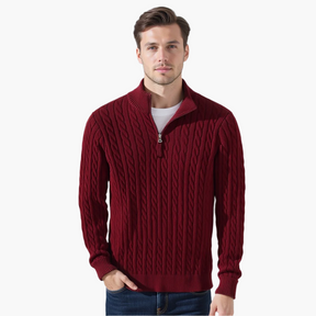 Cable Zipped Cable Sweater — North Row | Flat Lay