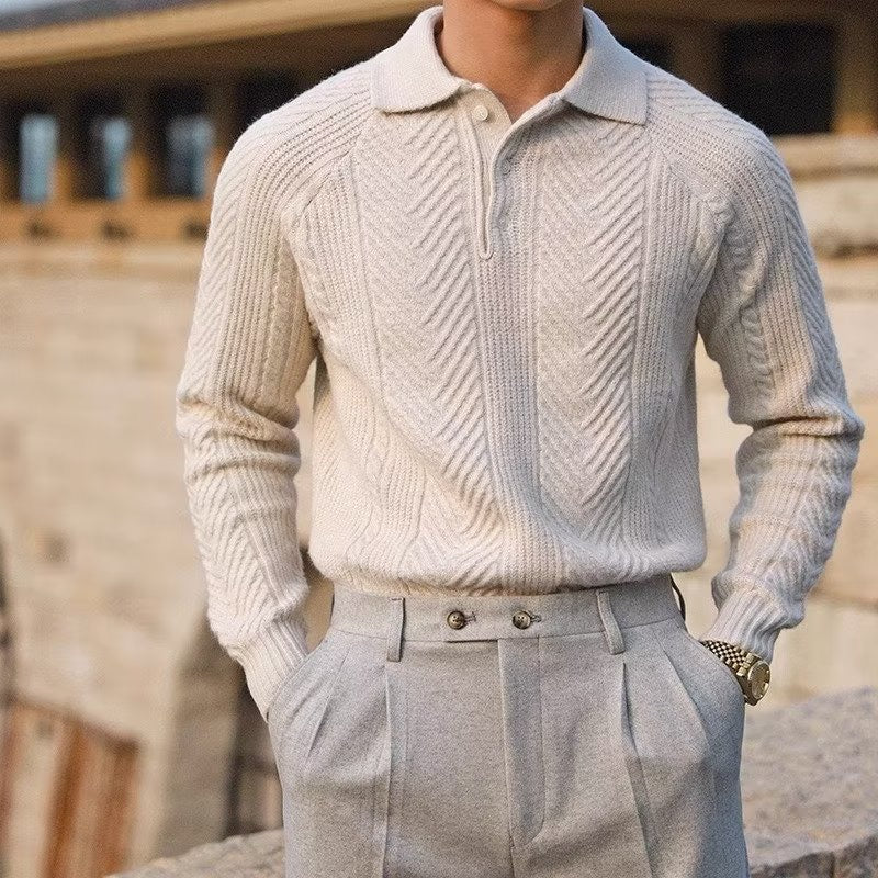 Asin Knitted Polo Sweater — North Row | Front View