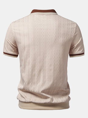 Contrast Trim Textured Zipper Knit Polo — North Row | Side View