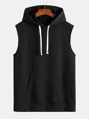Striped Jacquard Sleeveless Hooded T-Shirt & Shorts — North Row | Texture Detail