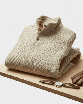 Classic High Collar Pullover — North Row | Close-Up