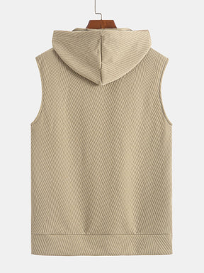 Striped Jacquard Sleeveless Hooded T-Shirt & Shorts — North Row | Close-Up