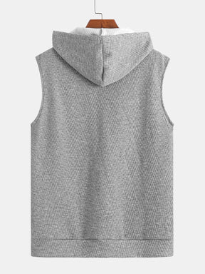 Striped Jacquard Sleeveless Hooded T-Shirt & Shorts — North Row | Model Wearing
