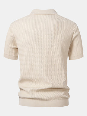 Wave Jacquard Knit V Neck Polo Shirt & Slim Fit Tapered Trousers — North Row | Worn Look