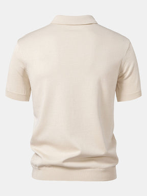 Stripe Jacquard Knit Polo Shirt & Straight Leg Ribbed Pants — North Row | Full Length
