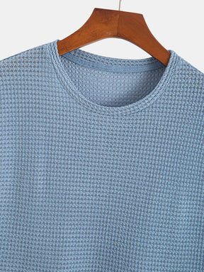 Waffle Knit Wide Strap Sleeveless T-Shirt — North Row | Texture Detail