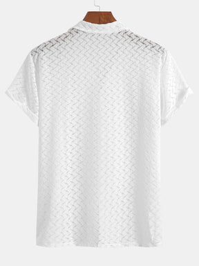Hollow Out Textured Cuban Shirt — North Row | Side View