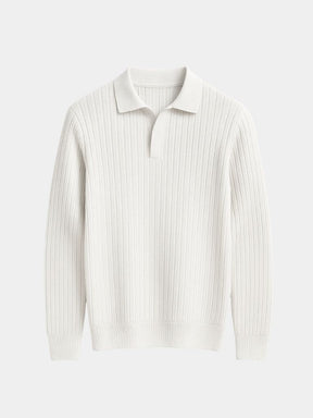 Elegant Open Collar Long Sleeve Polo — North Row | Side View