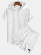 Checkerboard Jacquard  Arc Hem Hooded T-Shirt & Shorts — North Row | Front View