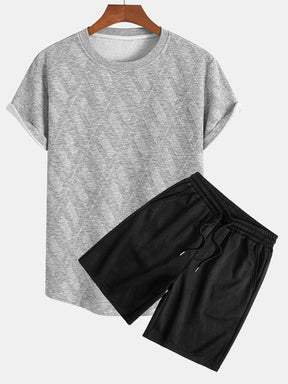Diamond Jacquard Arc Hem T-Shirt & Diamond Jacquard Shorts — North Row | Back View