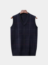 Academic Checkered Knit Vest — North Row | Texture Detail