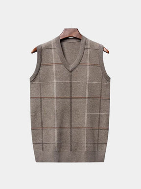 Academic Checkered Knit Vest — North Row | Side View