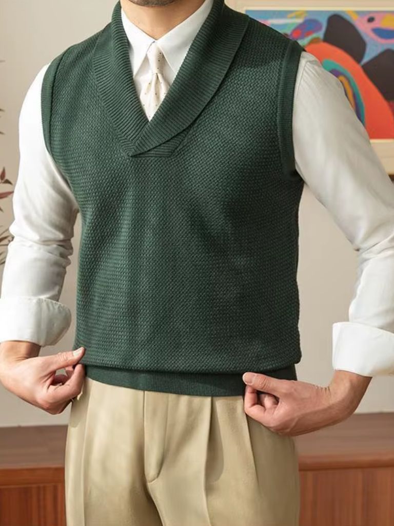 British Knit Vest Waistcoat — North Row | Detail View
