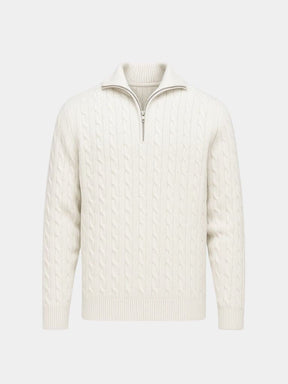 Premium Cable-Knit Zip Neck Sweater — North Row | Side View