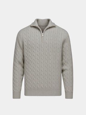 Premium Cable-Knit Zip Neck Sweater — North Row | Texture Detail