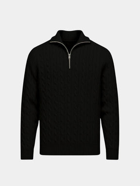 Premium Cable-Knit Zip Neck Sweater — North Row | Flat Lay