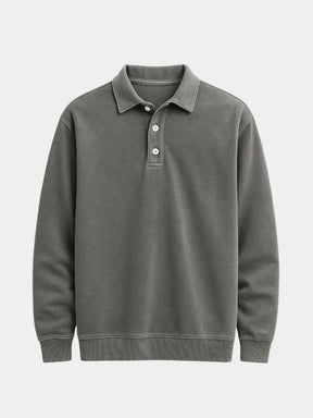 Canyon Mist Long Sleeve Polo Shirt — North Row | Texture Detail