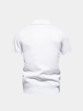 Classic Fit Quarter Zip Business Casual Short Sleeves Polo — North Row | Collar Detail