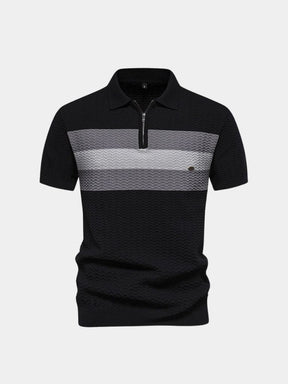 Classic Fit Quarter Zip Business Casual Short Sleeves Polo — North Row | Texture Detail