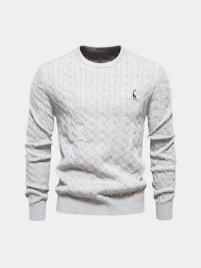Cotton  Crew Neck Pullover Sweater — North Row | Collar Detail