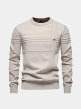 Cotton Knitted Stripped Crew Neck Pullover Sweater — North Row | Detail View