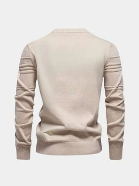 Cotton Knitted Stripped Crew Neck Pullover Sweater — North Row | Texture Detail