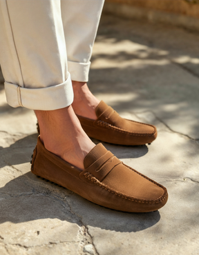 Suede Driver Loafers — North Row | Detail View